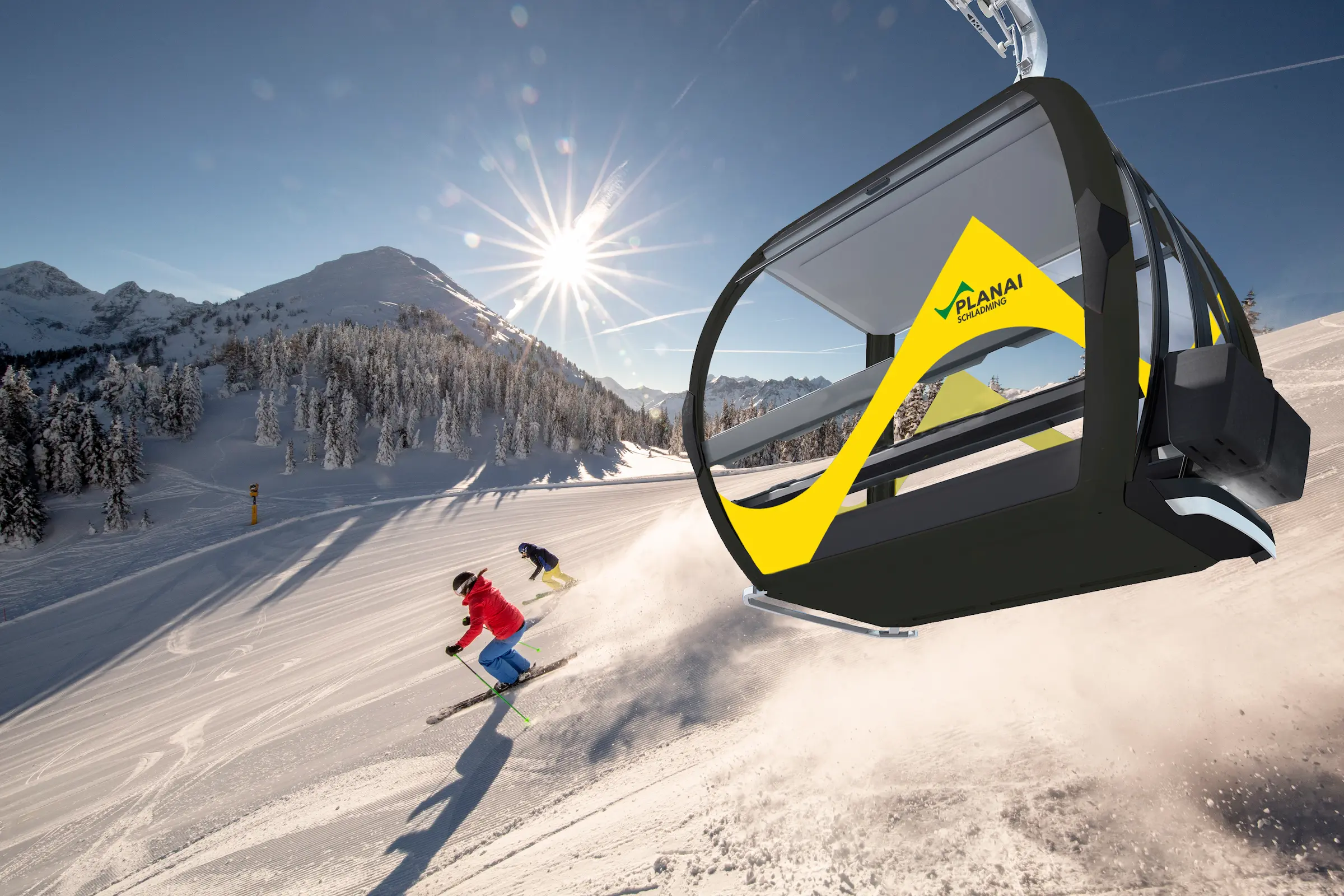 Skifahrer an der Planai – Sunchalets Schladming Skifahrer an der Planai – Sunchalets Schladming